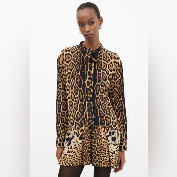 Yves Saint Laurent Animal Print Long Sleeve Dress - Picture 2 of 5